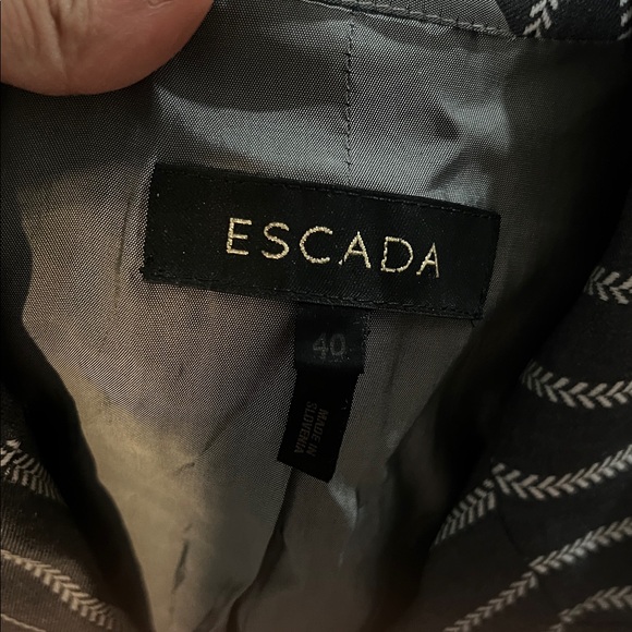 Escada gray and White Pinstripe Two-Piece Pantsuit - Picture 3 of 12